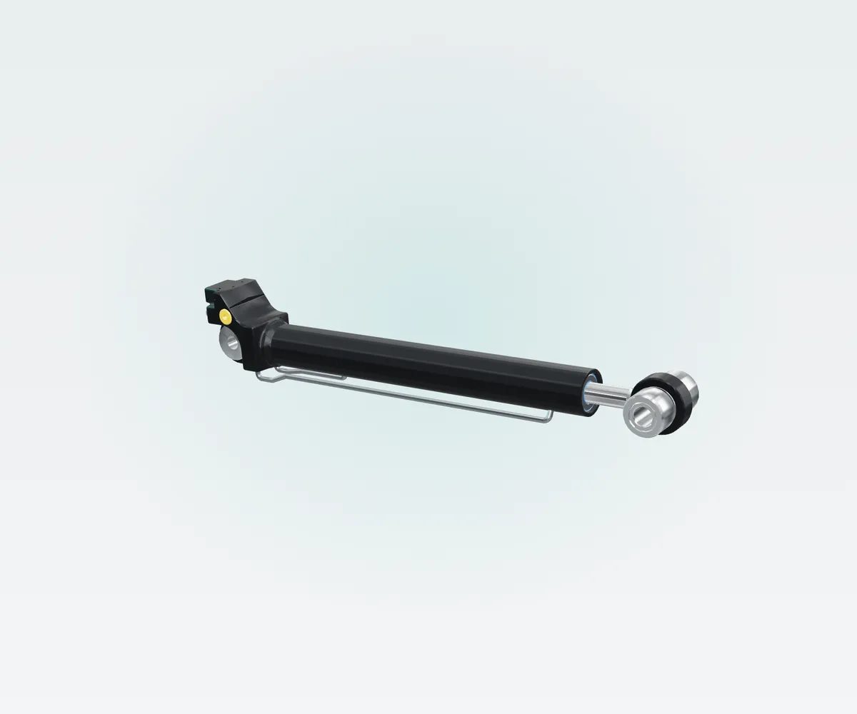 HYDCAB · Hydraulische Ausrüstung: Zylinderrohr, Kolbenstange, Zylinderboden, Kolben, Führungsbuchse, Dichtungen, Hydraulikanschluss, Stangenkopf